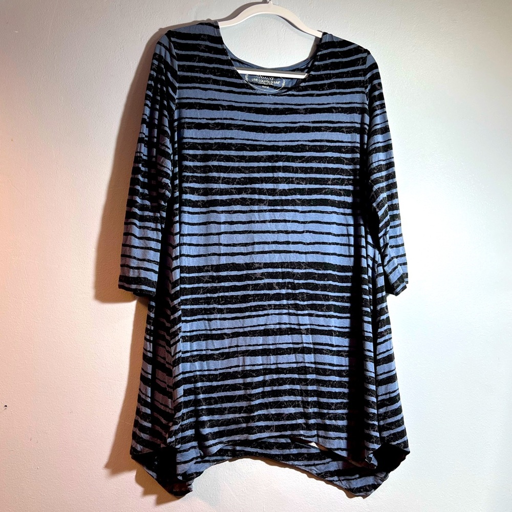 Soma XL Sleep Shirt 3/4 sleeve Pajama Dress Nightgown Crackle Stripe Color